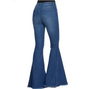 SAINTS & HEARTS High Rise fringe hem Super flare bell bottom jeans